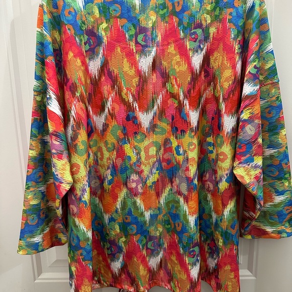 NWT Ali Miles Women's Colorful artsy boho Abstract Blouse XL - Picture 9 of 9